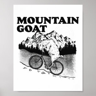 Mountain Goat Funny Mountain Biking Goat Biker Vin Poster