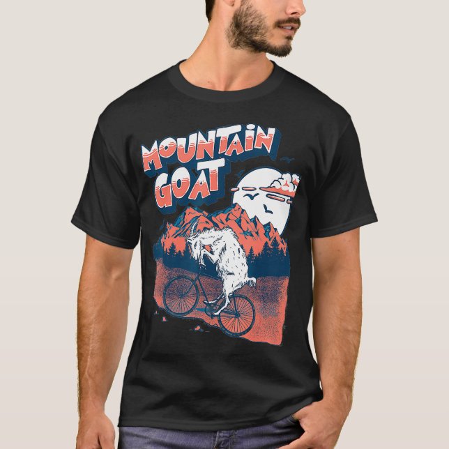 Mountain Goat Funny Mountain Biking Goat Biker Vin T-Shirt (Front)