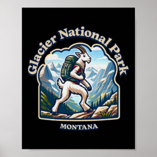 Mountain Goat Hiking At Glacier National Park Poster