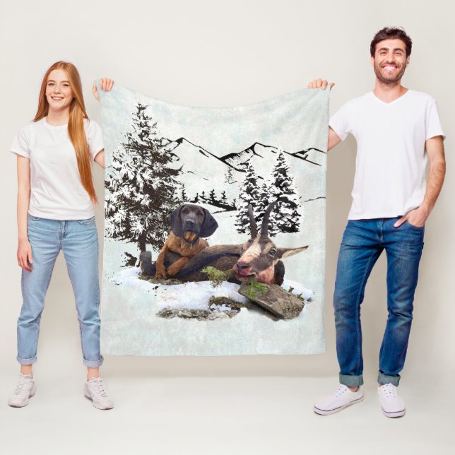 Mountain goat hunting adventure  fleece blanket (In Situ)