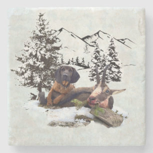 Mountain goat hunting adventure stone coaster