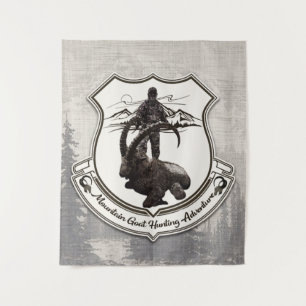 Mountain goat hunting adventure tapestry