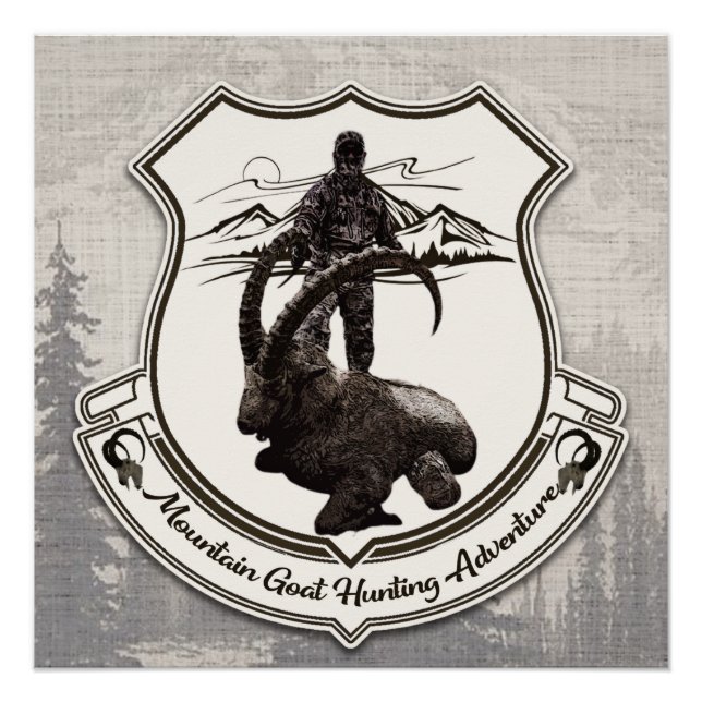 Mountain goat hunting adventure tapestry poster (Front)