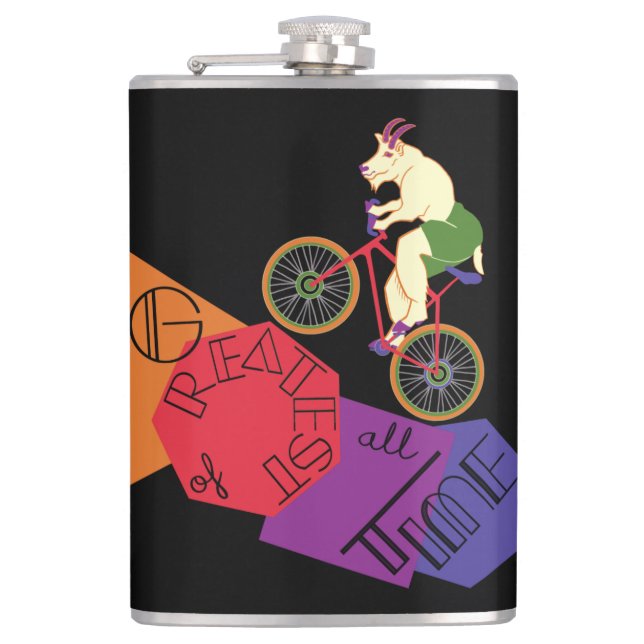 Mountain Goat Mountain Biking Hip Flask (Front)