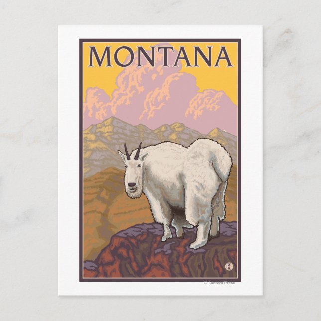 Mountain GoatMontanaVintage Travel Poster Postcard (Front)