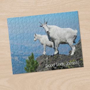 Mountain Goats Photo Template Custom Name Jigsaw Puzzle