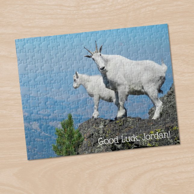 Mountain Goats Photo Template Custom Name Jigsaw Puzzle (Mountain Goats Photo Template Custom Name Jigsaw Puzzle in situ)