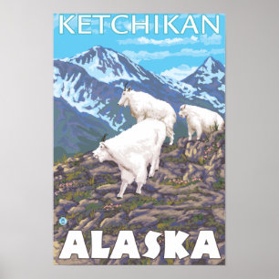 Mountain Goats Scene - Ketchikan, Alaska Poster