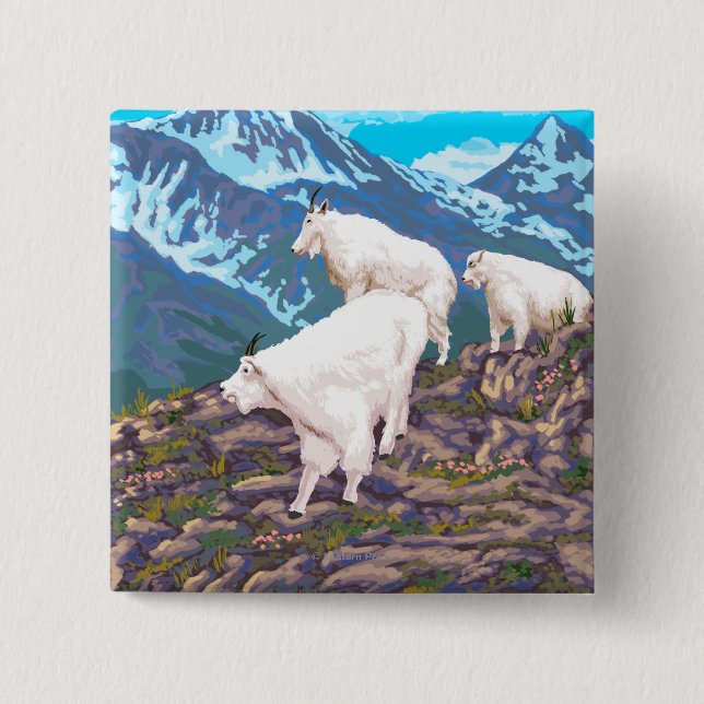 Mountain Goats Scene - Montana 15 Cm Square Badge (Front)