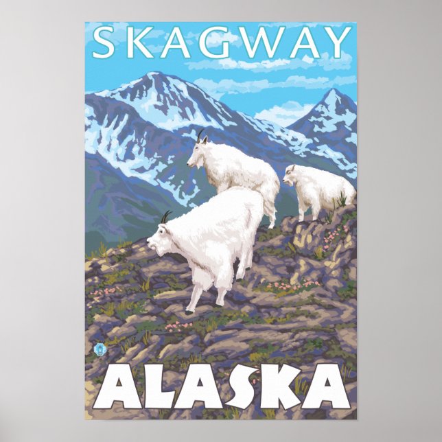 Mountain Goats Scene - Skagway, Alaska Poster (Front)