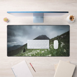 Mountain Golica and Narcissus flowers Desk Mat