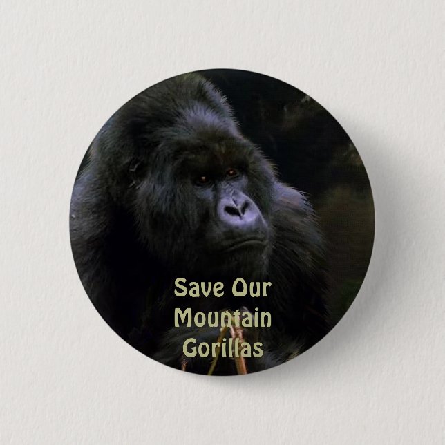 Mountain Gorilla Endangered Species Button (Front)
