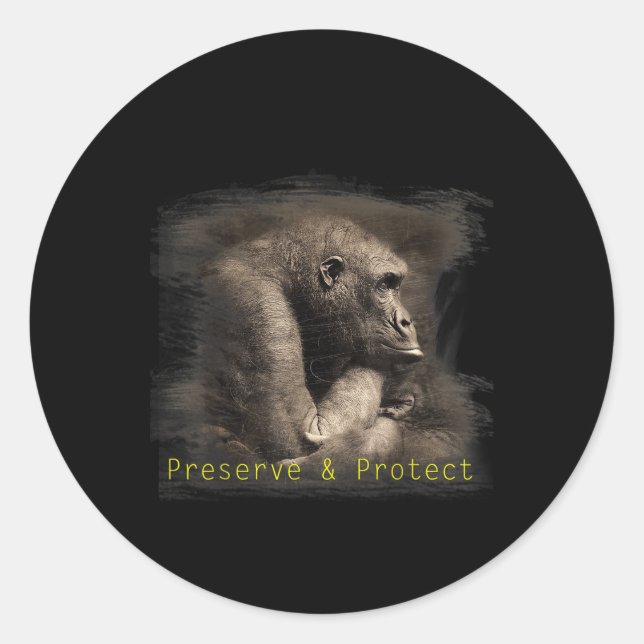 Mountain Gorilla Environmental Protection Conserva Classic Round Sticker (Front)