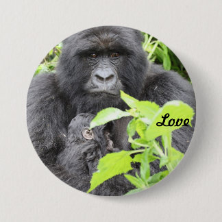 Mountain Gorilla Mother & Infant 7.5 Cm Round Badge