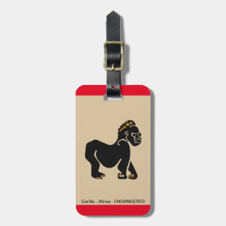 Mountain GORILLA - Primate - Ape - Wildlife -Red Luggage Tag