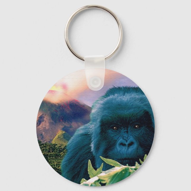 Mountain Gorilla & Volcano Wildlife Keychain (Front)