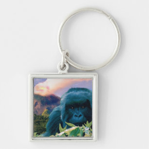 Mountain Gorilla & Volcano Wildlife Keychain