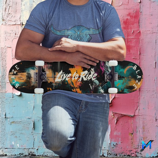 Mountain Graffiti Pop Art - Live to Ride Motto Skateboard (Creator Uploaded)