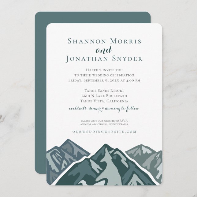 Mountain Graphic Wedding Invitation Illustration (Front/Back)