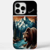 Mountain Grizzly Bear Fishing At Dusk