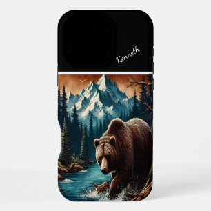 Mountain Grizzly Bear Fishing At Dusk iPhone 16 Pro Max Case