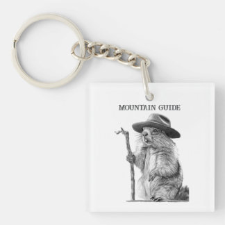 Mountain guide - Whimsical marmot design Key Ring