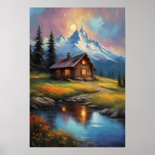 Mountain Haven, Wooden Cabin Poster