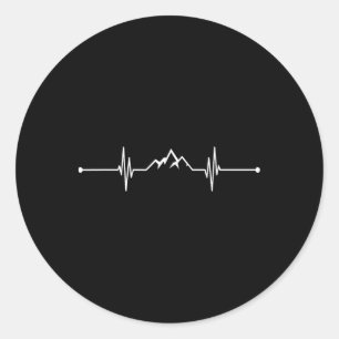 Mountain Heartbeat Graphic Hiking Travel Athletic  Classic Round Sticker