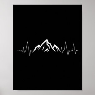Mountain Heartbeat Shirt Hiking Bike Climbing Gift Poster