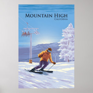 Mountain High California Ski Resort Travel Poster