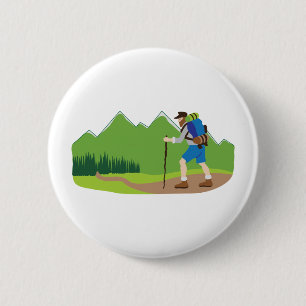 Mountain Hiker 6 Cm Round Badge