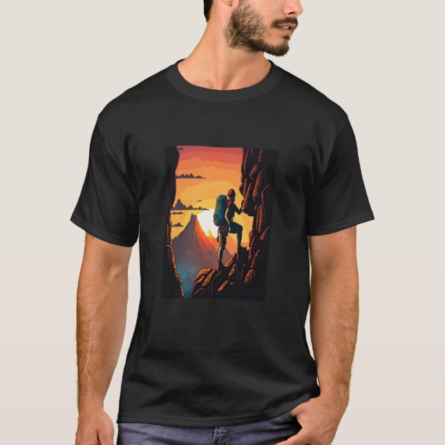 Mountain Hiker Dad Rock Climbing Mountain Adventur T-Shirt (Front)