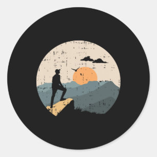 Mountain Hiker Travel Hiking Traveller Mountaineer Classic Round Sticker