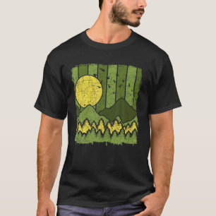 Mountain Hiking Forest Tree Flock Of Birds Sunset T-Shirt