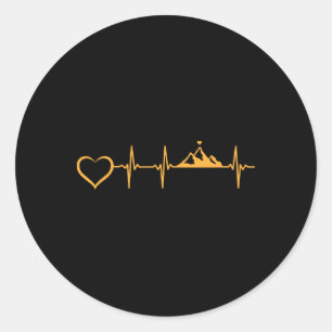 Mountain Hiking Mountain Trekking - Mountain Heart Classic Round Sticker