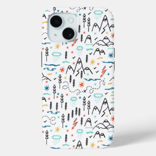 Mountain Hiking Pattern iPhone 15 Case