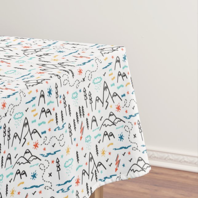 Mountain Hiking Pattern Tablecloth (In Situ)