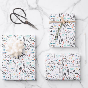 Mountain Hiking Pattern Wrapping Paper Sheet