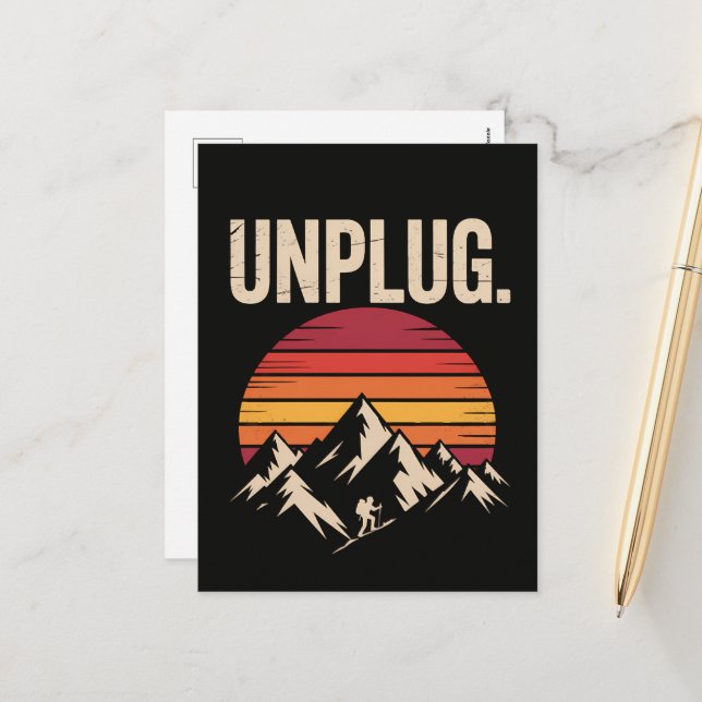 Mountain Hiking Unplug Holiday Postcard (Front/Back In Situ)