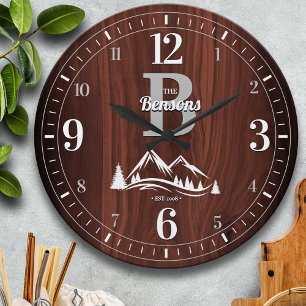 Mountain Home Family Name Large Clock