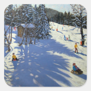 Mountain hut Morzine Square Sticker