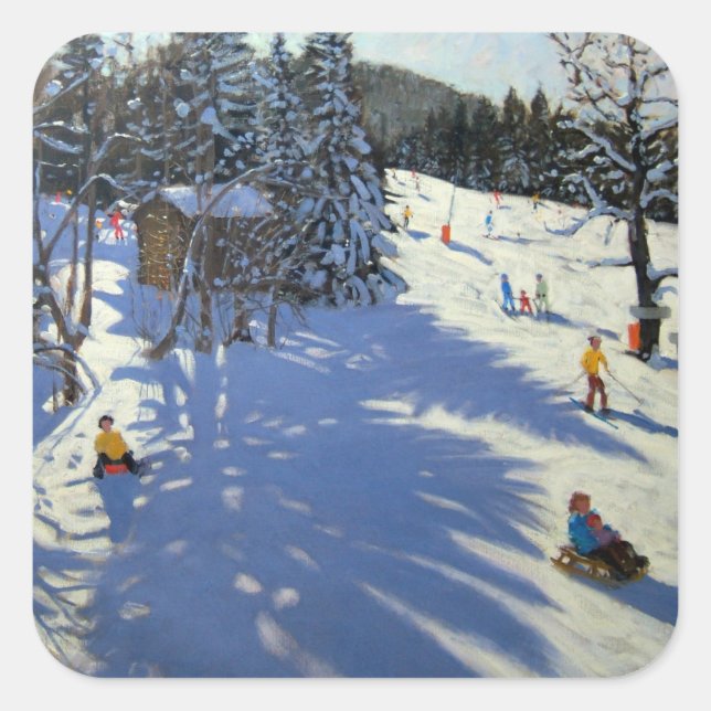 Mountain hut Morzine Square Sticker (Front)