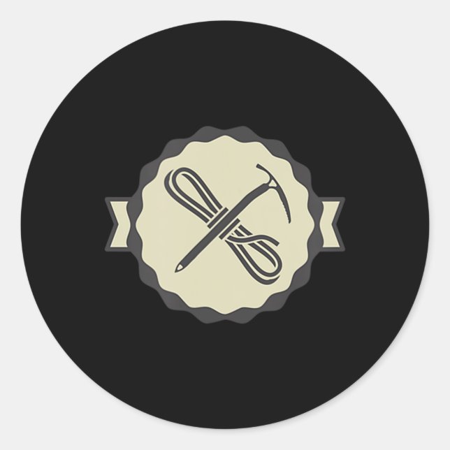 MOUNTAIN ICE CLIMBING ICON  Ice Wall Rock Climber  Classic Round Sticker (Front)