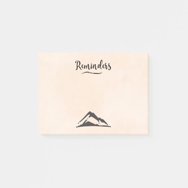 Mountain Illustration in Black - Reminders Post-it Notes (Front)