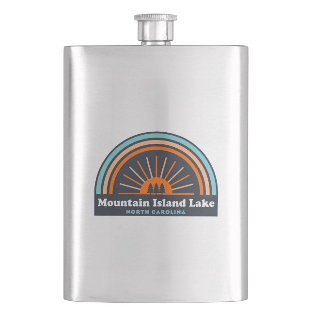 Mountain Island Lake North Carolina Rainbow Hip Flask (Front)