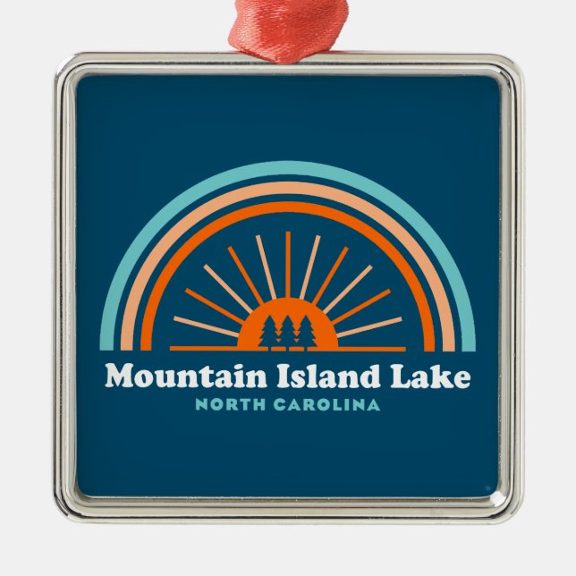 Mountain Island Lake North Carolina Rainbow Metal Ornament (Front)