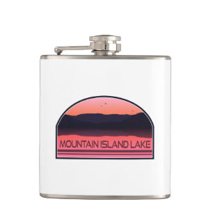 Mountain Island Lake North Carolina Red Sunrise Hip Flask