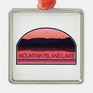 Mountain Island Lake North Carolina Red Sunrise Metal Ornament