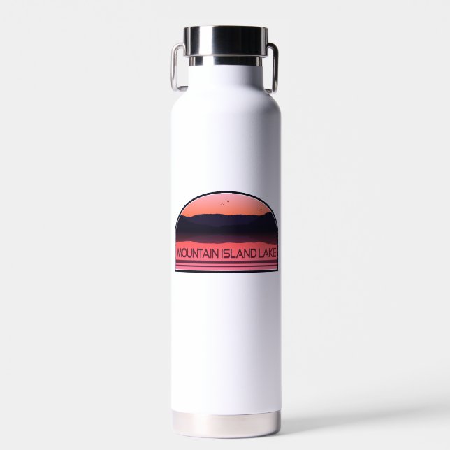 Mountain Island Lake North Carolina Red Sunrise Water Bottle (Front)