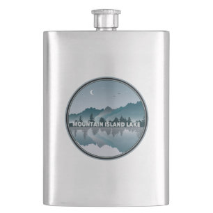 Mountain Island Lake North Carolina Reflection Hip Flask